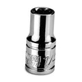 Chrome 1/4-inch drive shallow socket, black insert, 12-point SAE marking