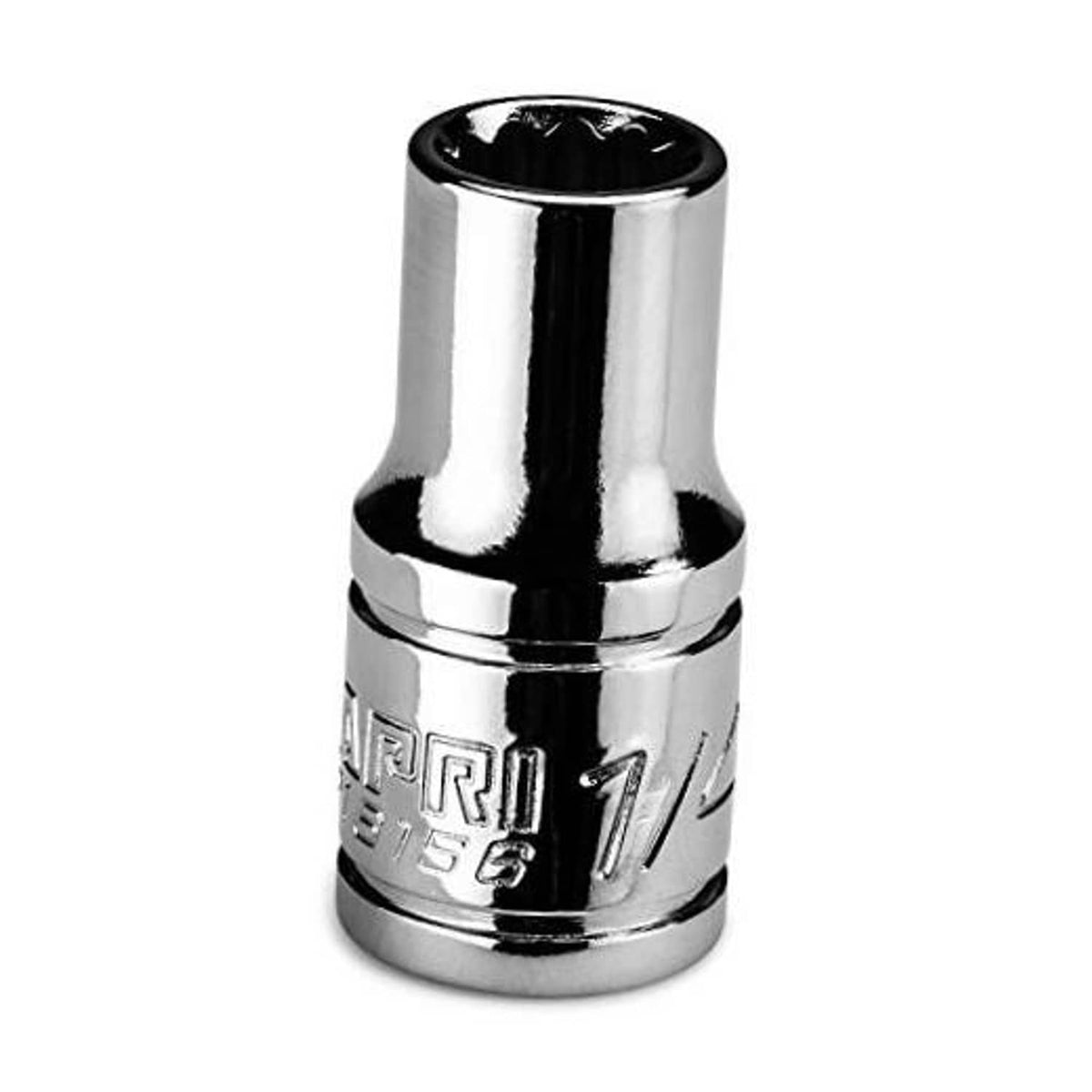 Chrome 1/4-inch drive shallow socket, black insert, 12-point SAE marking