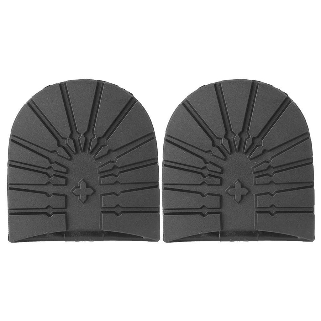 Pair of non-slip boot heel replacement pads with deep tread pattern, dark gray/black