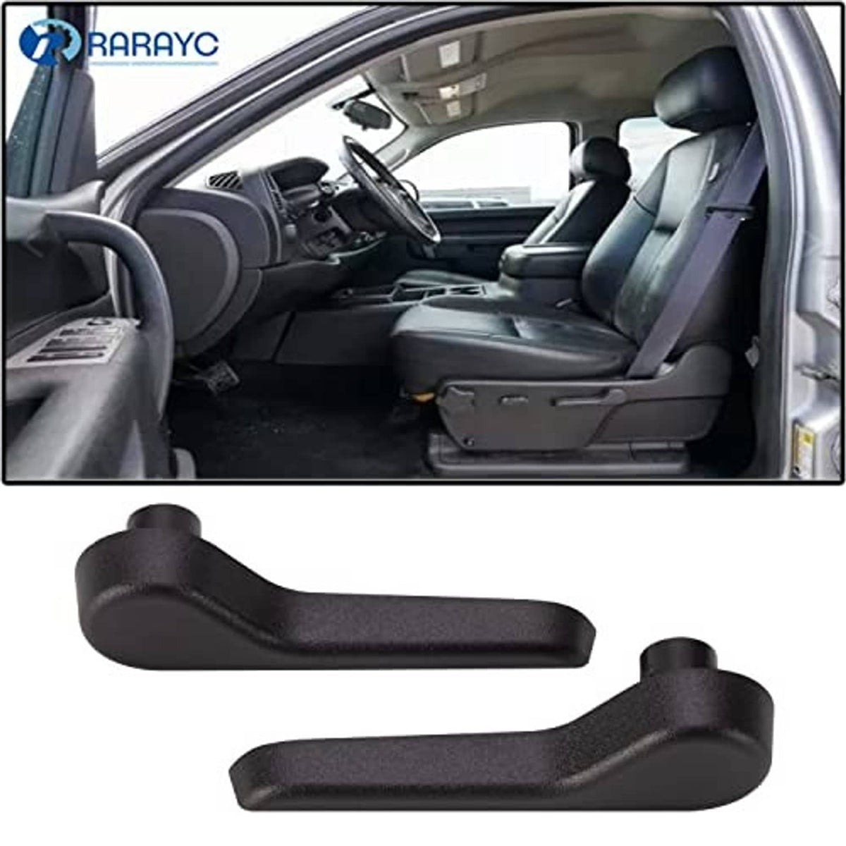 Black seat recliner handle replacement set, two curved levers