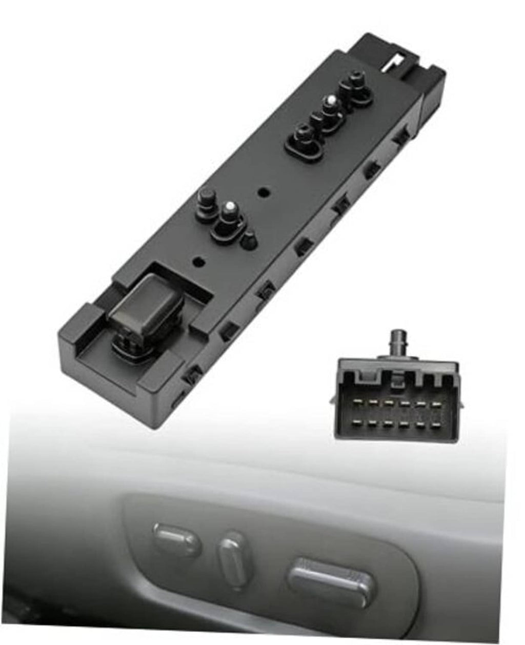 Black 10-way driver-side seat adjustment switch module with control knobs
