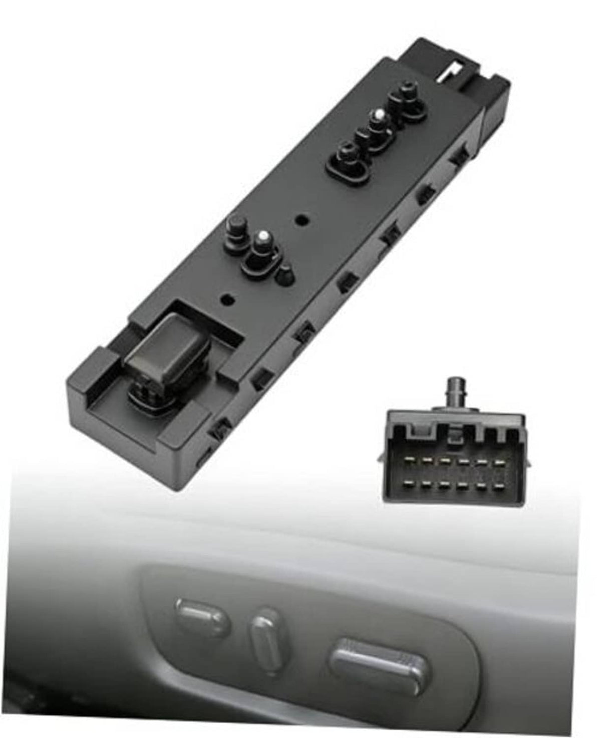 Black 10-way driver-side seat adjustment switch module with control knobs