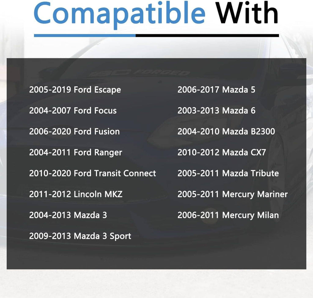 Valve cover gasket set compatibility list graphic on a dark panel.