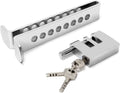 Silver metal vehicle pedal anti-theft lock with U-bar and two keys