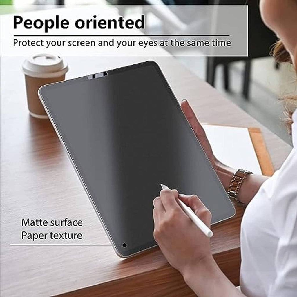 Matte paper-texture screen protector, angled design for comfortable viewing