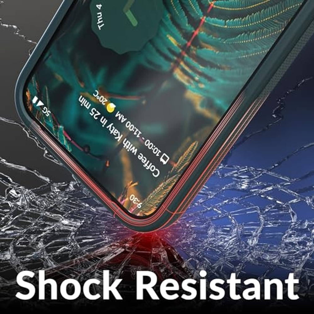 Forest green shock-resistant case corner with raised bumper edge for Pixel 10 Pro XL