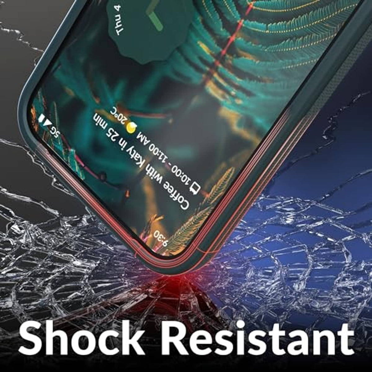 Forest green shock-resistant case corner with raised bumper edge for Pixel 10 Pro XL