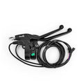 Black e-bike brake lever grip with cable bundle and rearview mirror jack