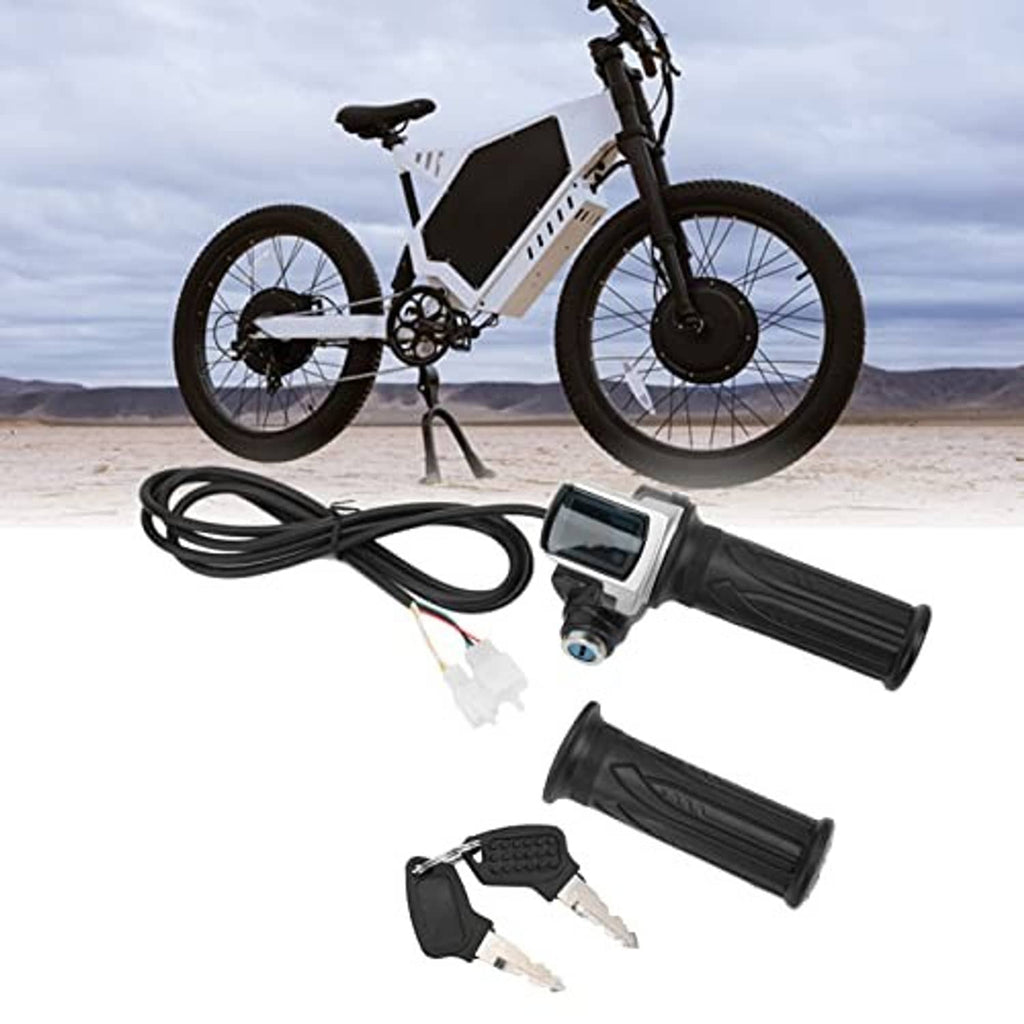 Throttle grip lock set with LED display controller, cable, spare grips, and keys