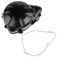 Left crankcase stator engine cover, matte black, with gasket and red outline