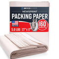 Newsprint packing paper sheets in a pack, labeled 160 sheets, 27 x 17 in