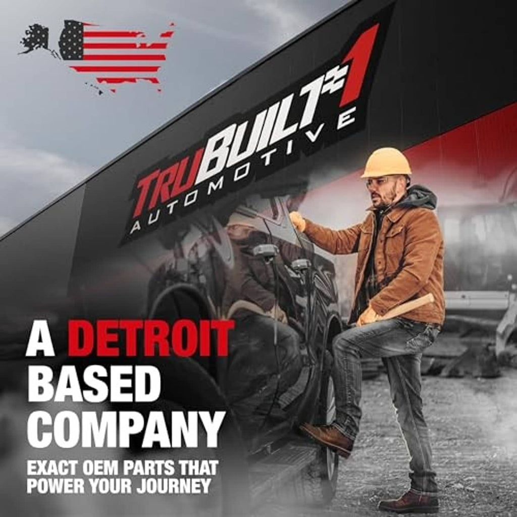 Exterior door handle promotional graphic with worker beside service truck