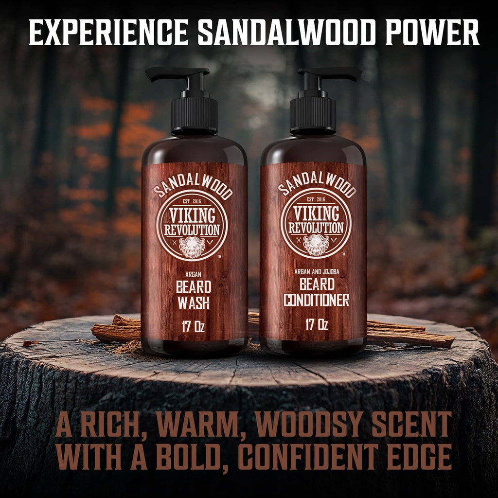 Viking Revolution beard wash and conditioner set, two 17 fl oz pump bottles