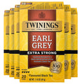 Twinings Earl Grey Extra Strong black tea boxes, 20 tea bags pack