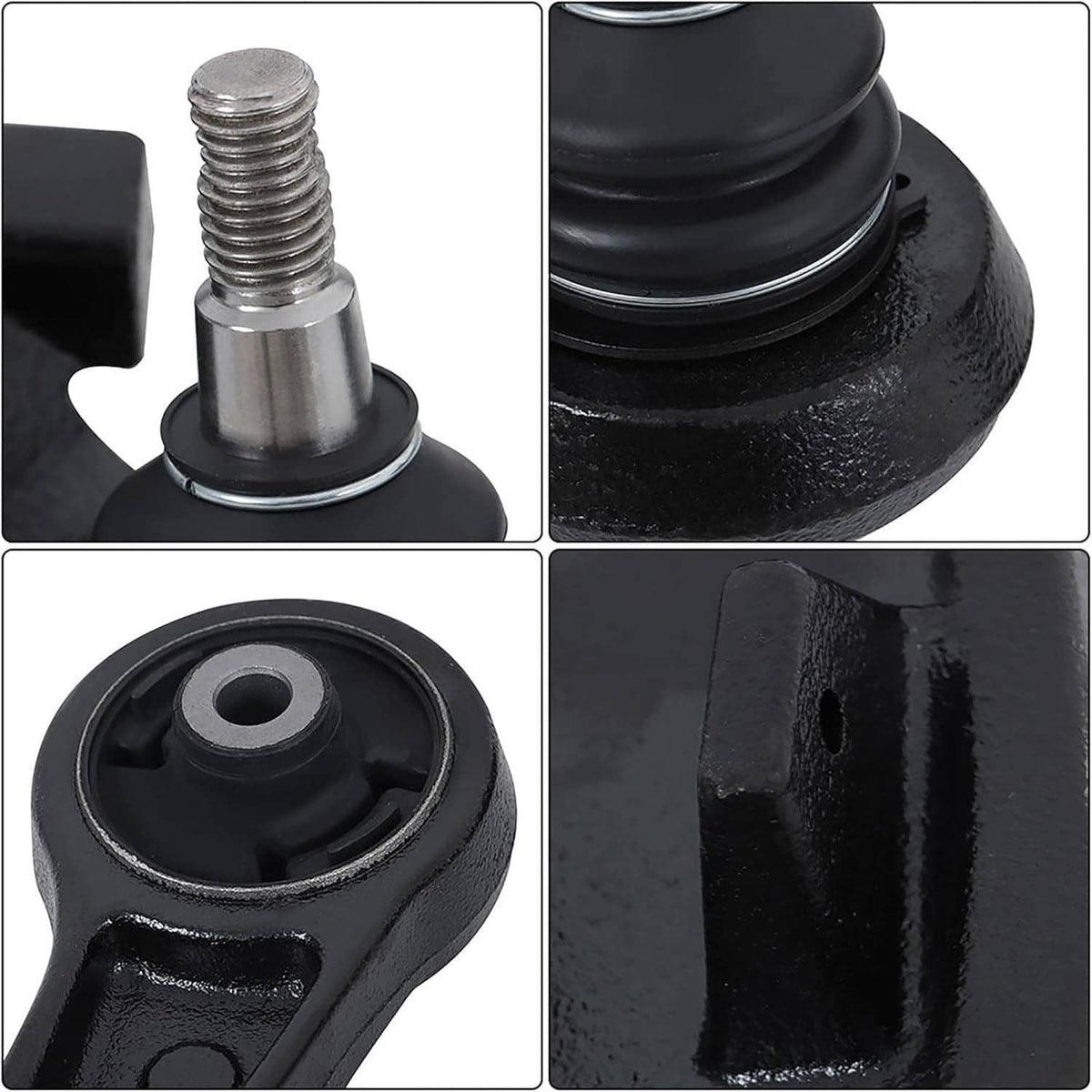 Close-up of black rubber bushings and threaded metal bolts for suspension kit