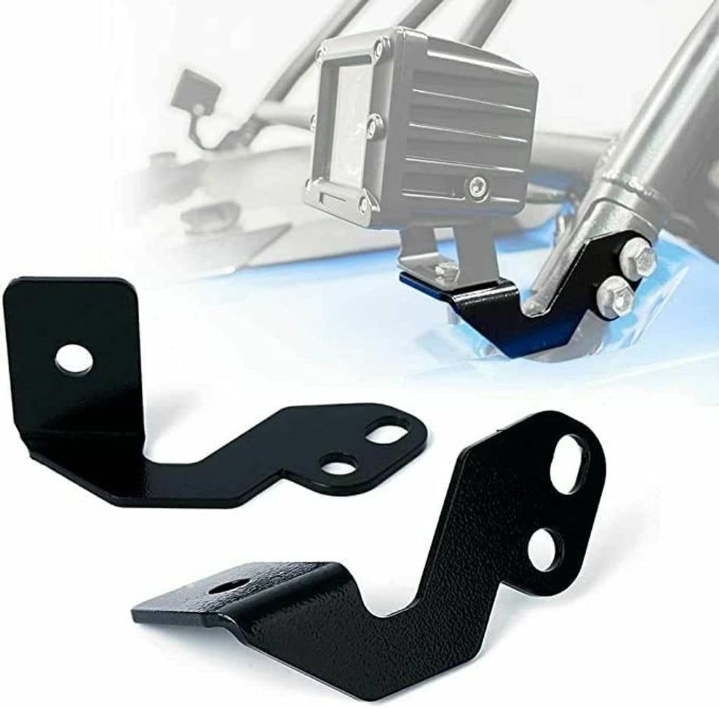 Black LED light bracket set with three mounting pieces and bolt holes