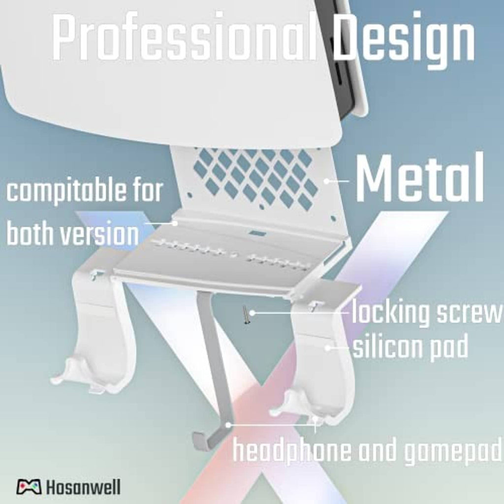 White open wall mount stand with vented metal plate and locking screw