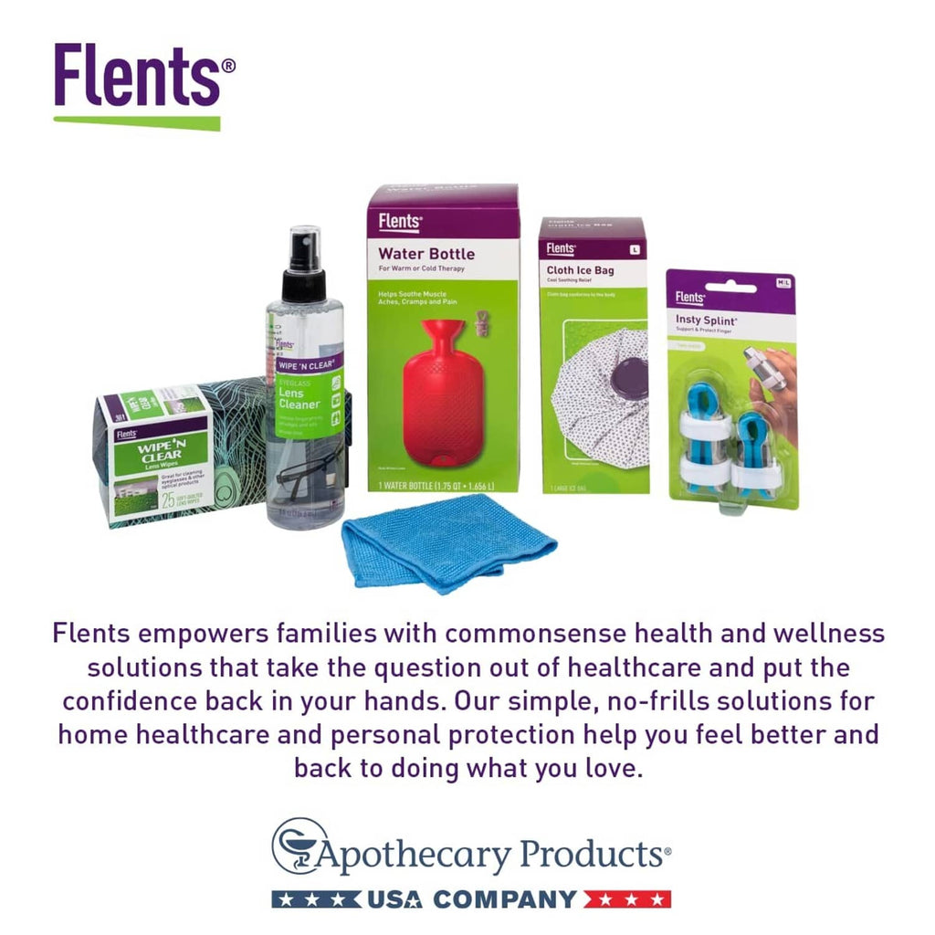 Assorted Flents hygiene kit accessories with bottle, bags, spray, and wipes