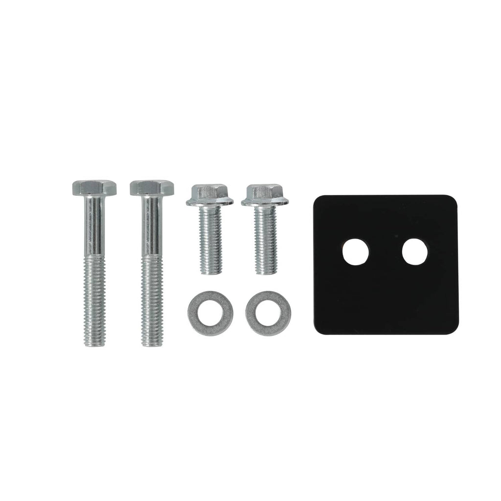 Mounting hardware set for rear tailgate step: bolts, washers, and bracket plate