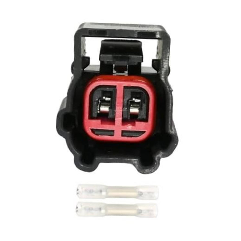 Electronic throttle body connector with dual pin plug, red and black housing