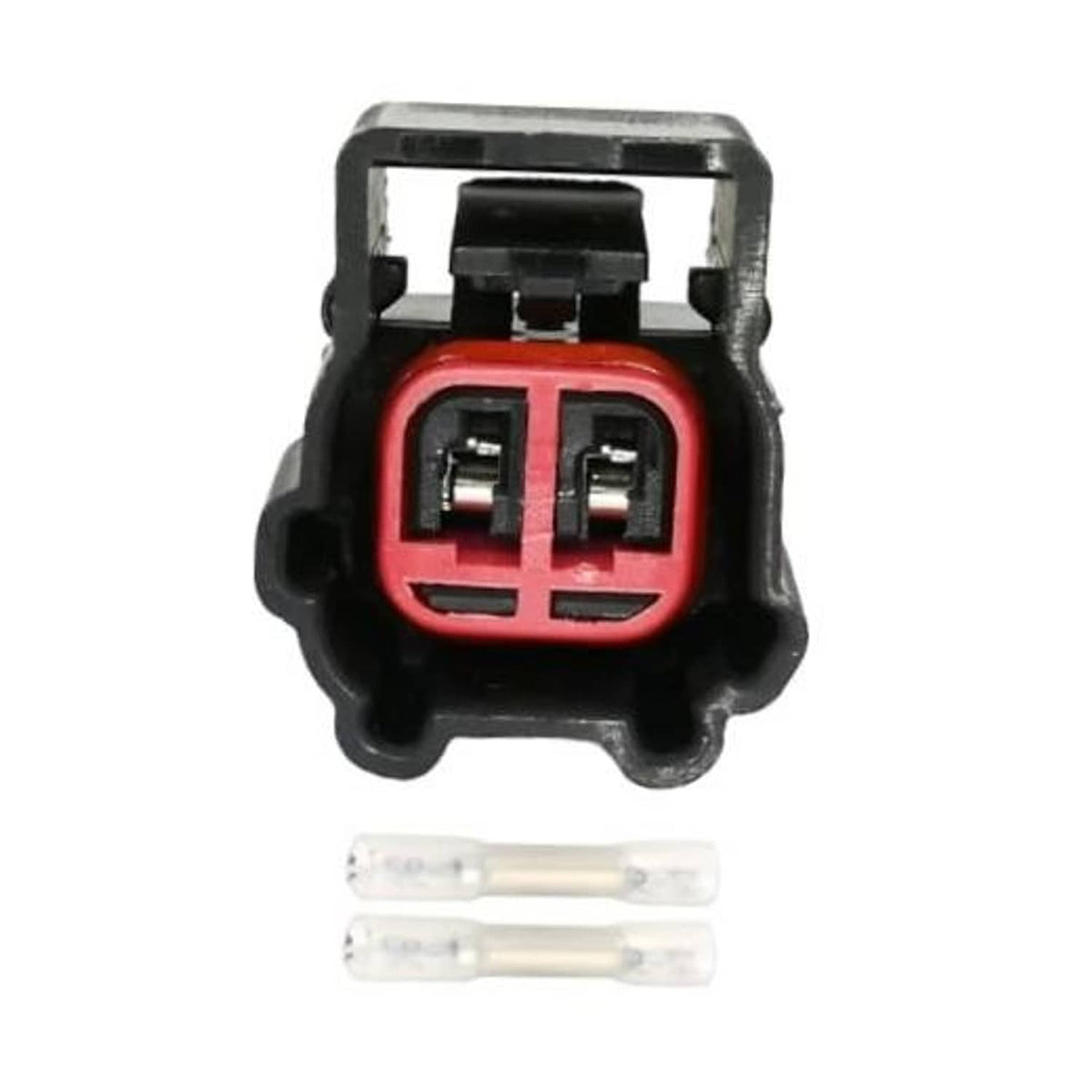 Electronic throttle body connector with dual pin plug, red and black housing
