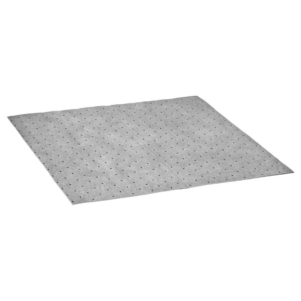 Single gray oil-absorbent cleanup pad sheet with dotted pattern, flat on a white background