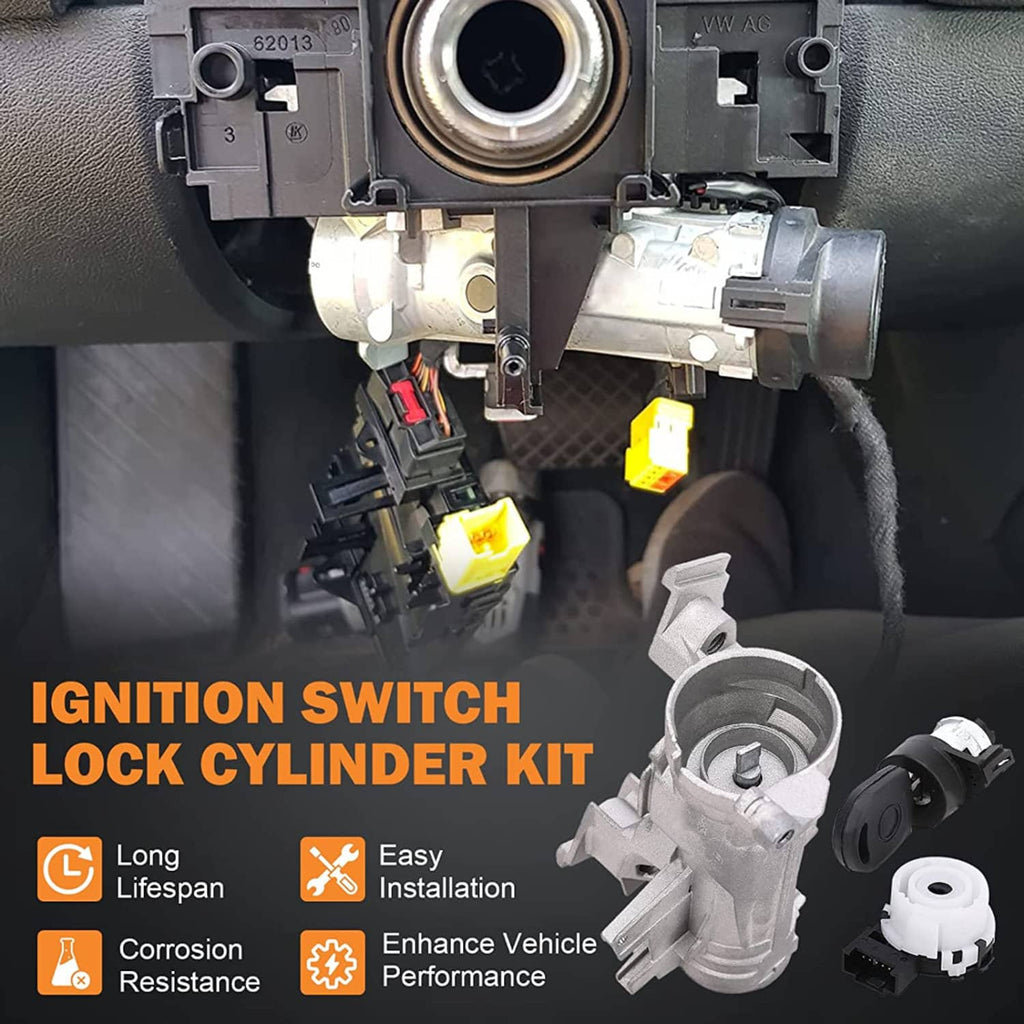 Ignition switch lock cylinder installed kit with white connector and key
