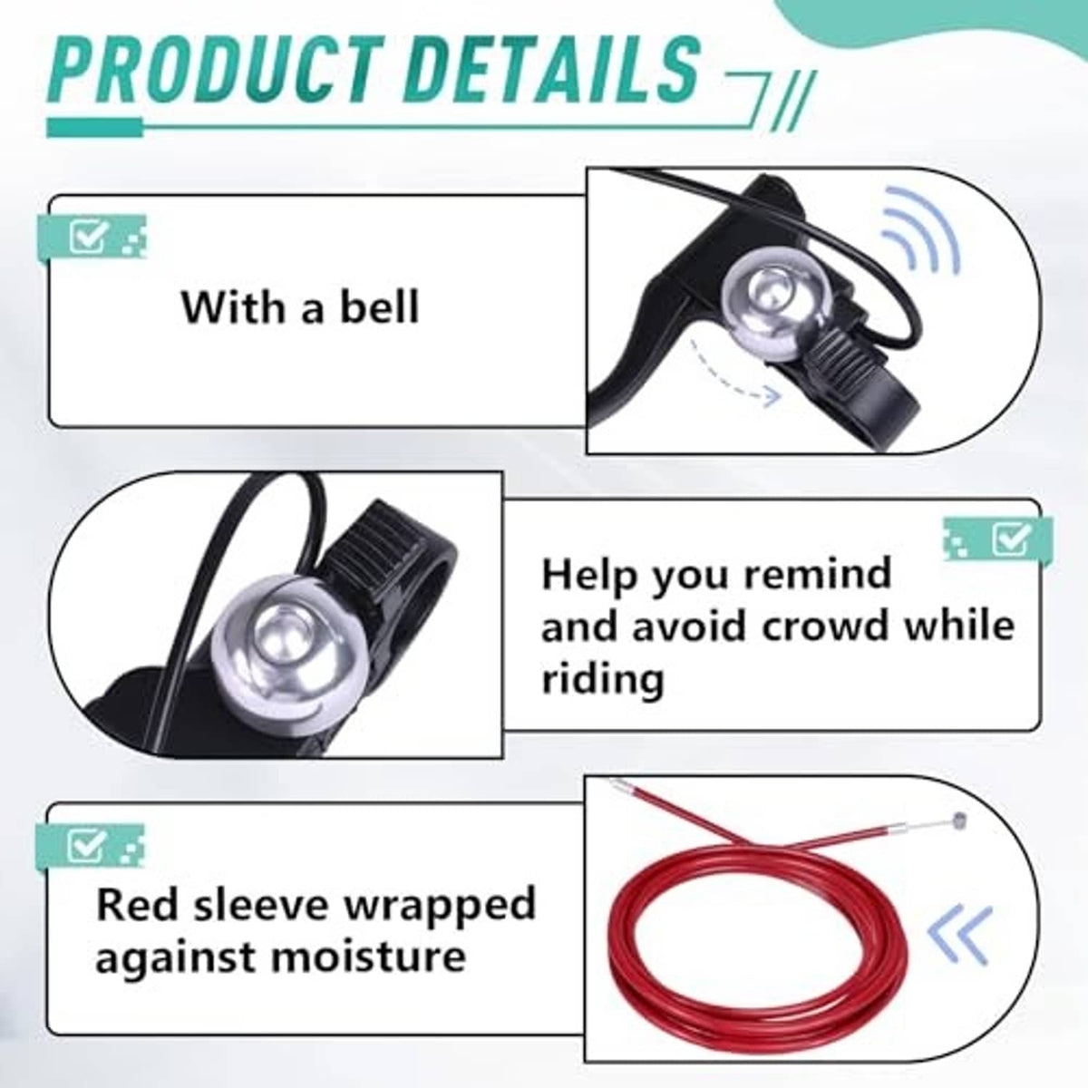 Brake handle lever with bell light detail and red cable sleeve