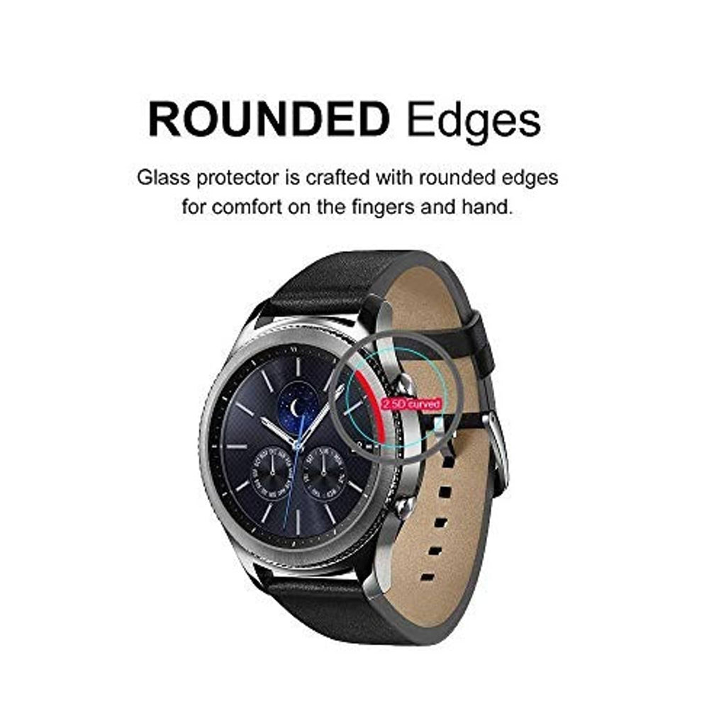 Tempered glass screen protector with rounded edges for round smart watch display