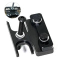 Black LS series valve spring compressor tool with two hex socket adapters and screw post