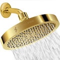 SparkPod 6-inch round rain shower head in Egyptian gold with clustered nozzle face