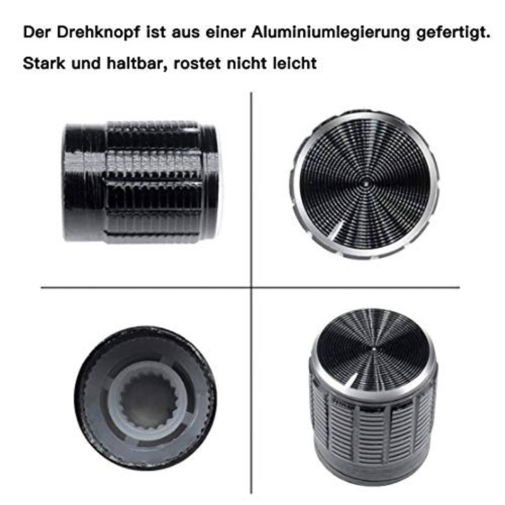 Aluminum alloy rotary potentiometer housing with black knurled body and protective cap