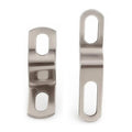 Stainless steel Z-shaped muffler mounting hangers, long and short brackets, silver pair