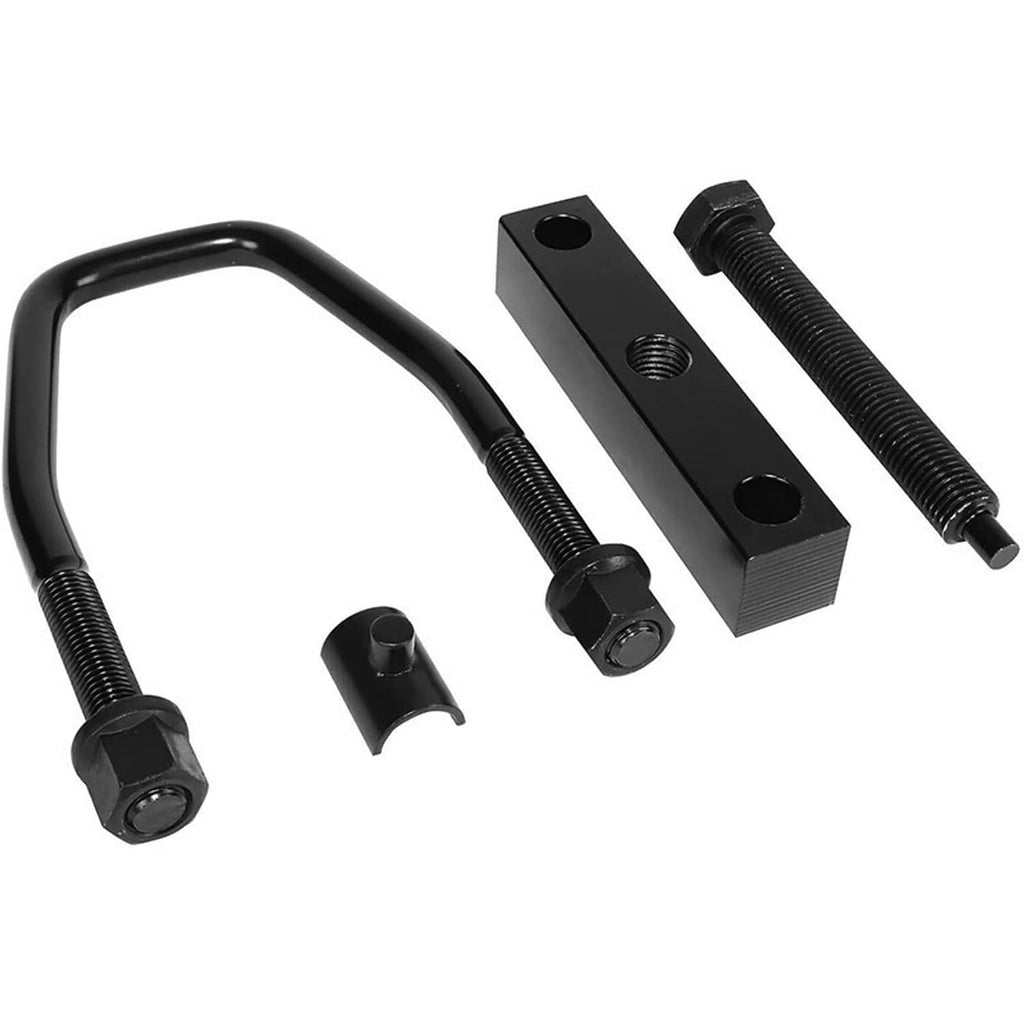 Black torsion key tool components with threaded rods and mounting brackets