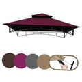 Burgundy double-roof gazebo canopy top with black metal frame and center vent