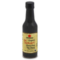 Organic gluten-free tamari soy sauce bottle, dark glass with black cap