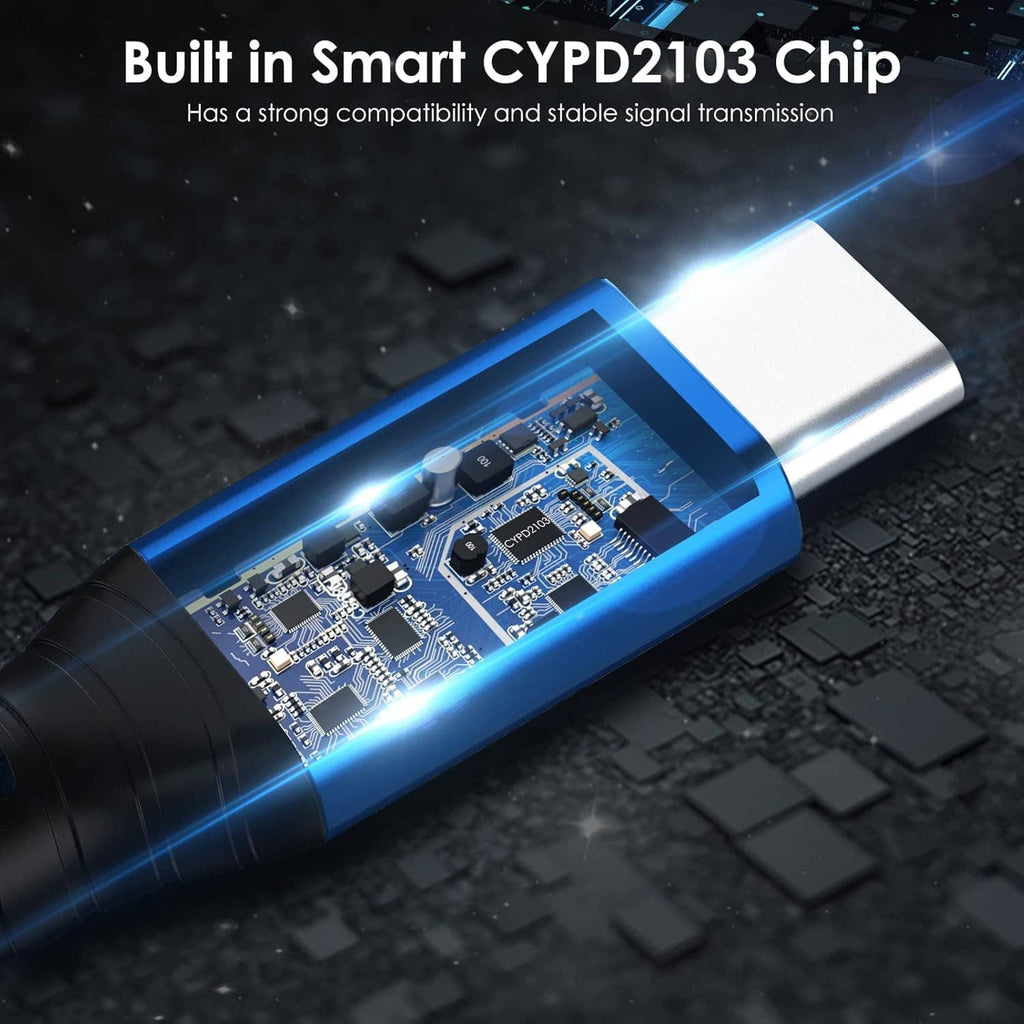 Thunderbolt 4 cable with built-in smart CYD2103 chip and blue connector end