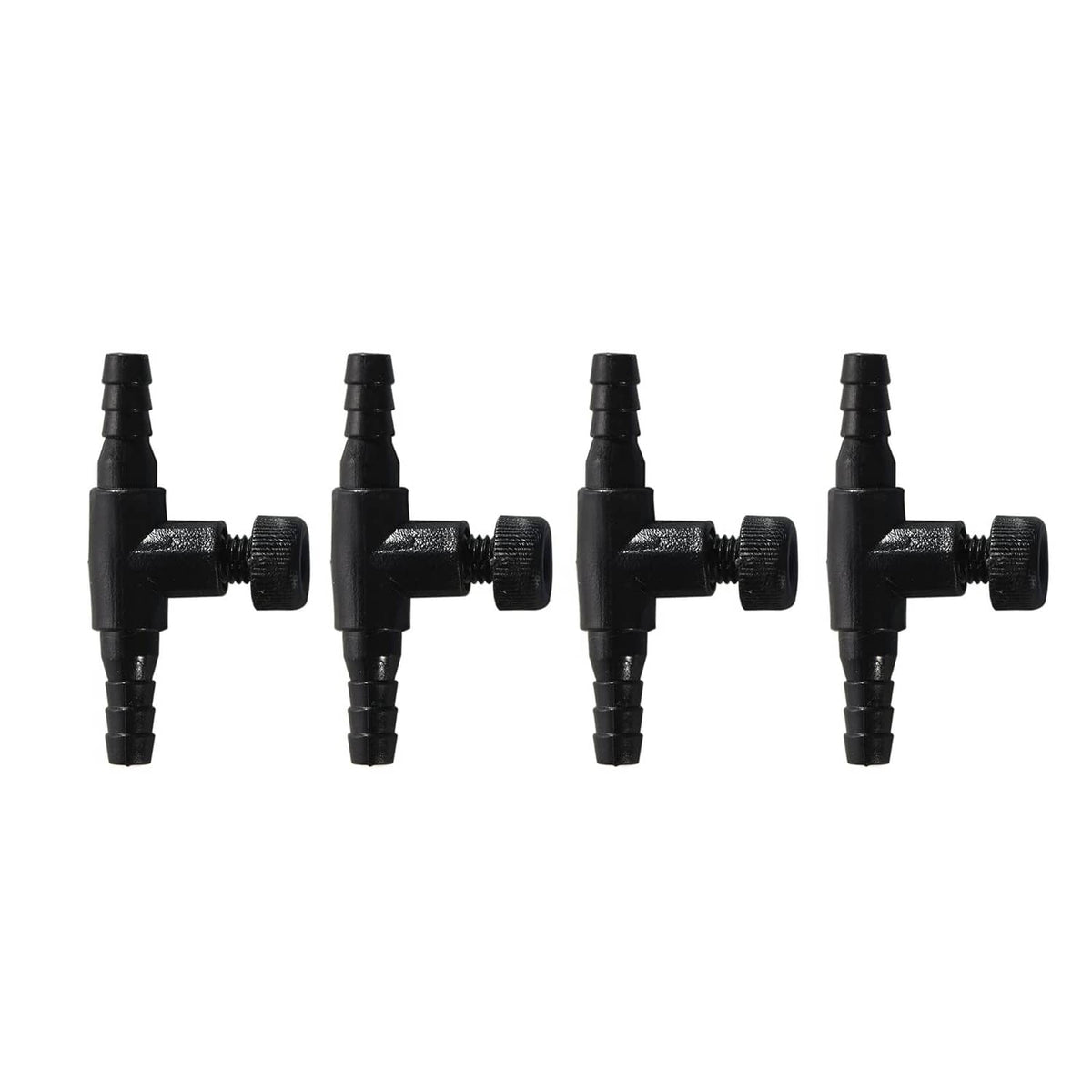 Black aquarium airline T connectors with barbed ends for splitting air flow