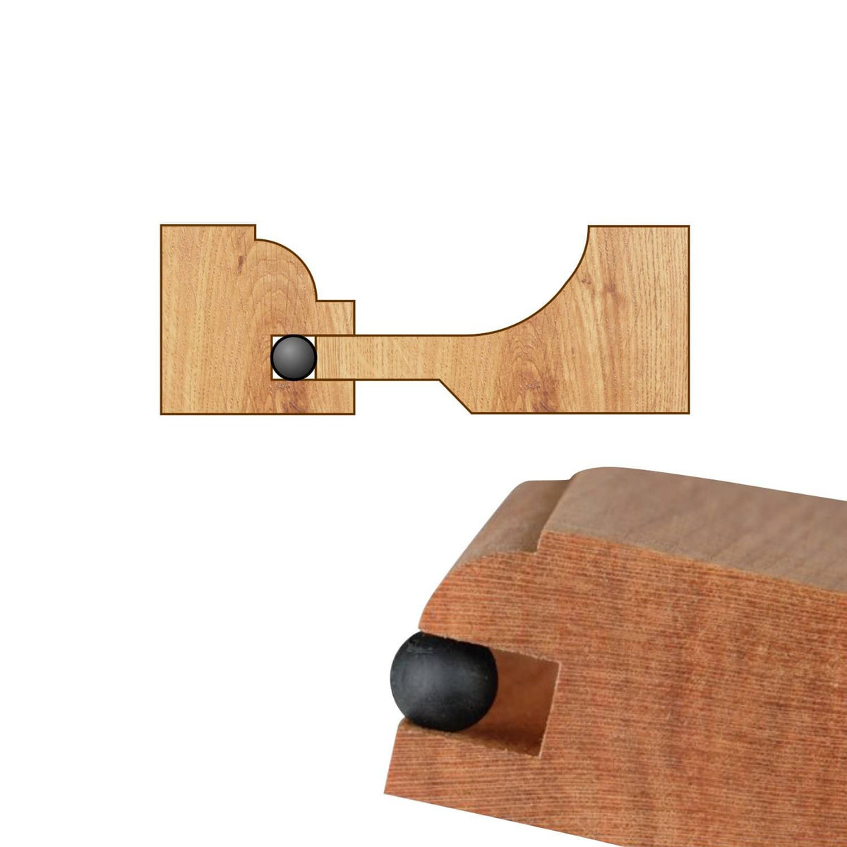 Black rubber ball cabinet door spacer for raised panel fit