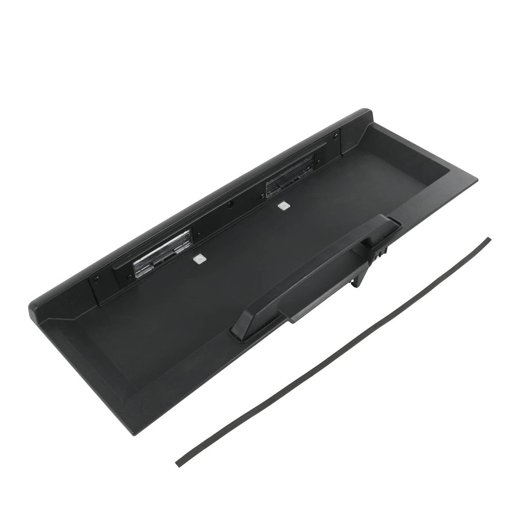 Tailgate license pocket, black plastic with integrated mounting bracket and cutouts