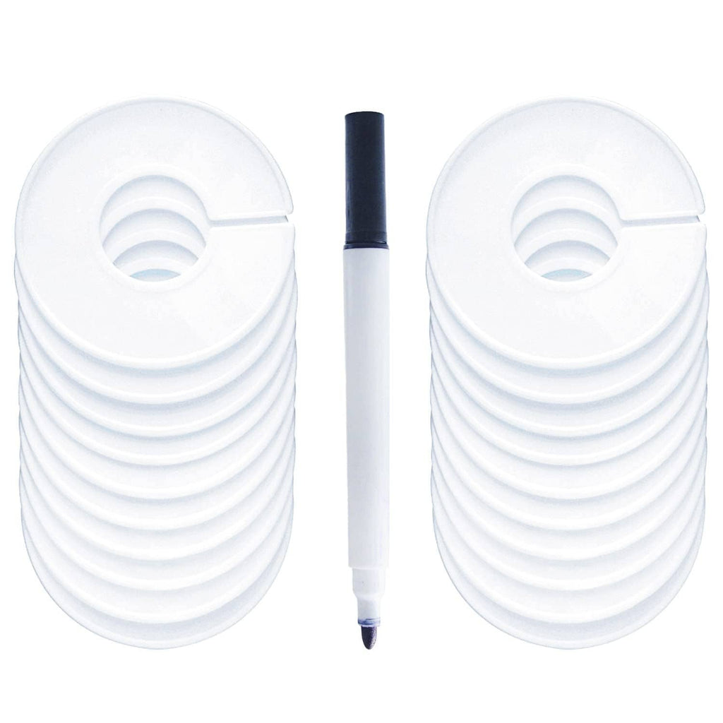 White round clothing rack size dividers, stacked set with circular slots