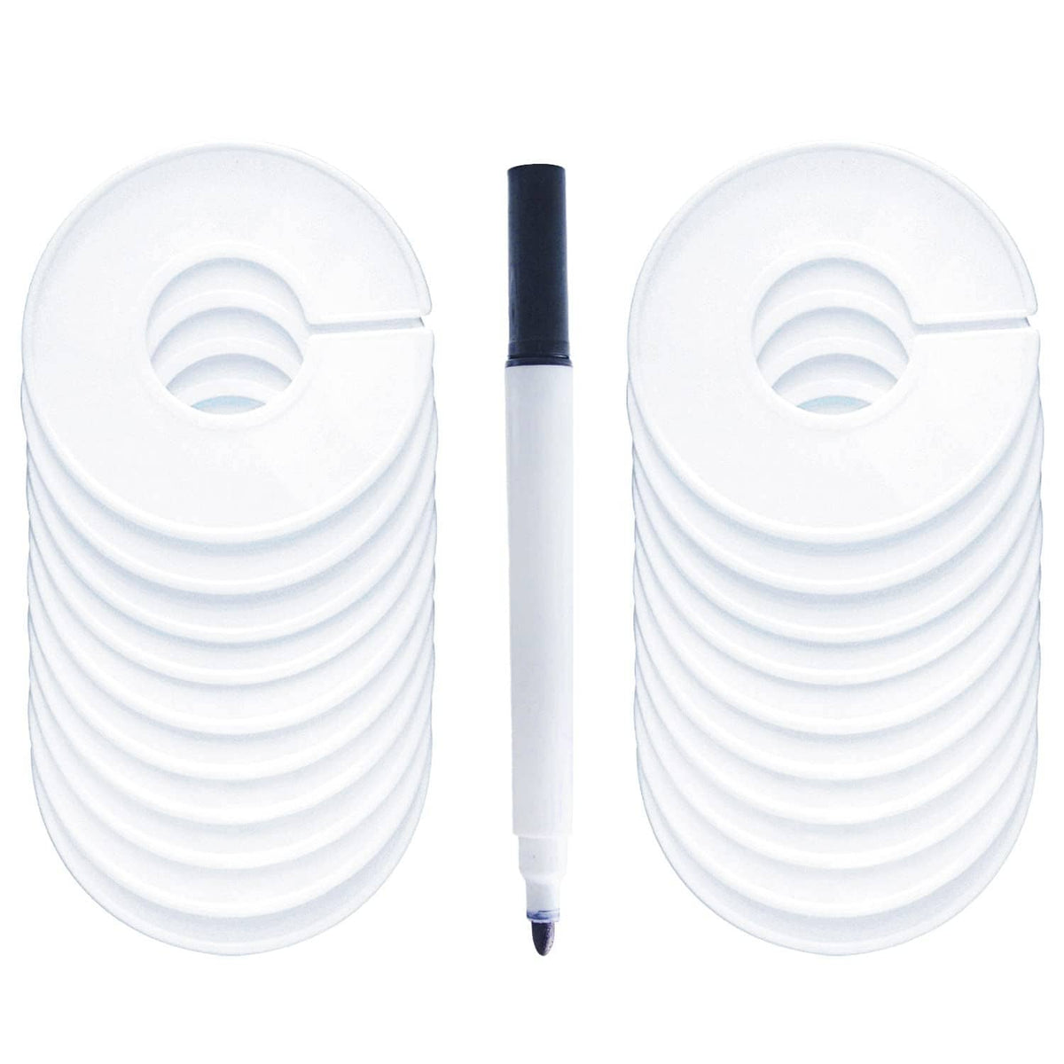 White round clothing rack size dividers, stacked set with circular slots