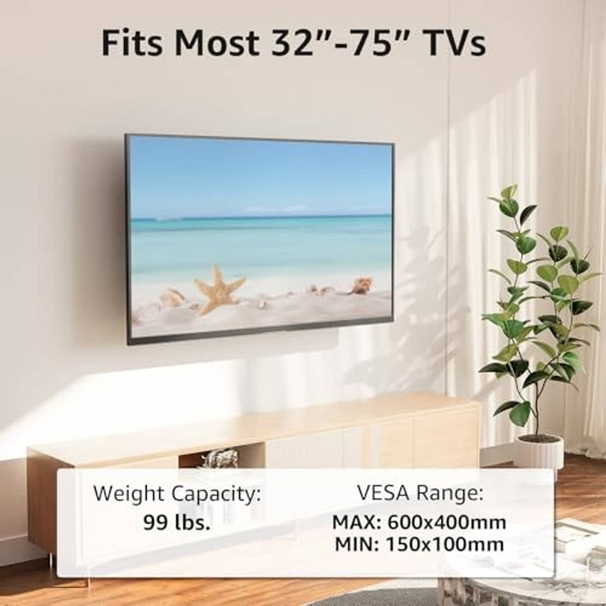 Black corner TV wall mount supporting a flat-screen TV on a wall