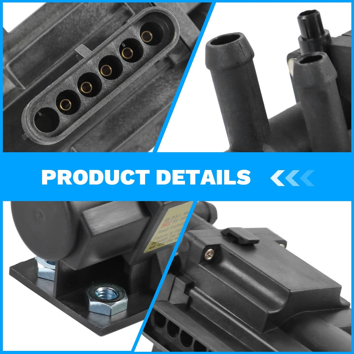 6-port fuel tank selector valve close-up with circular connector terminals