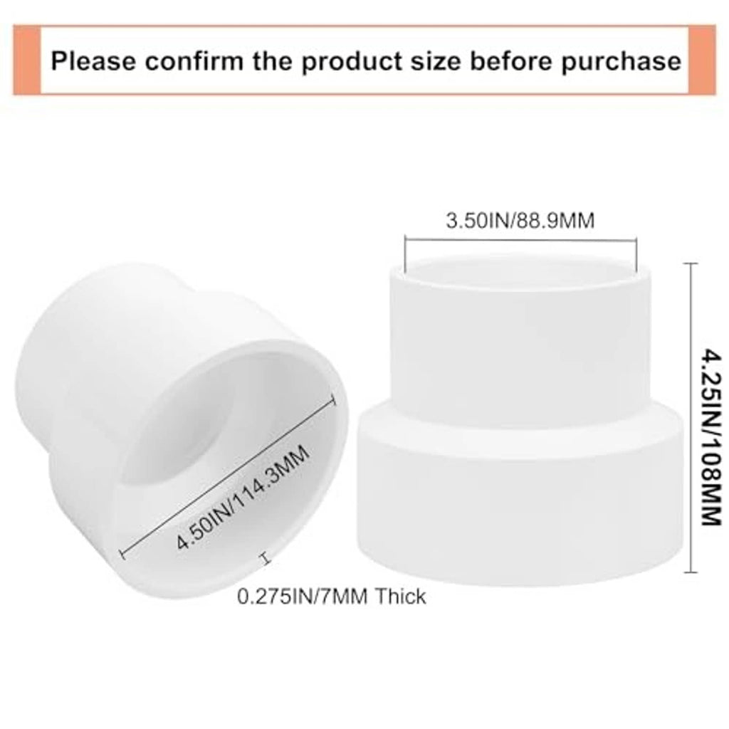 White PVC DWV reducer coupling with socket-to-socket ends and thick wall design