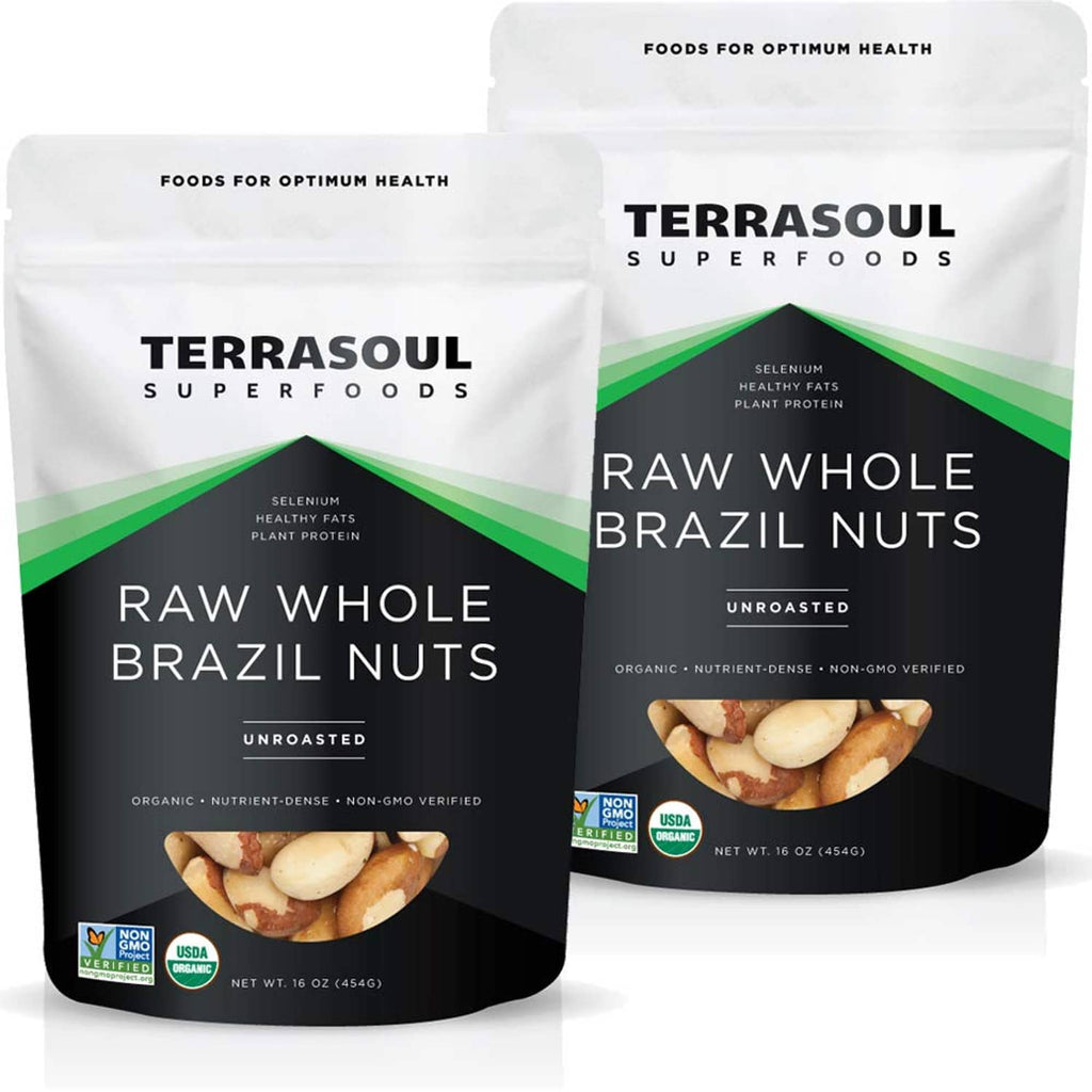 Raw whole Brazil nuts product pouches, unroasted