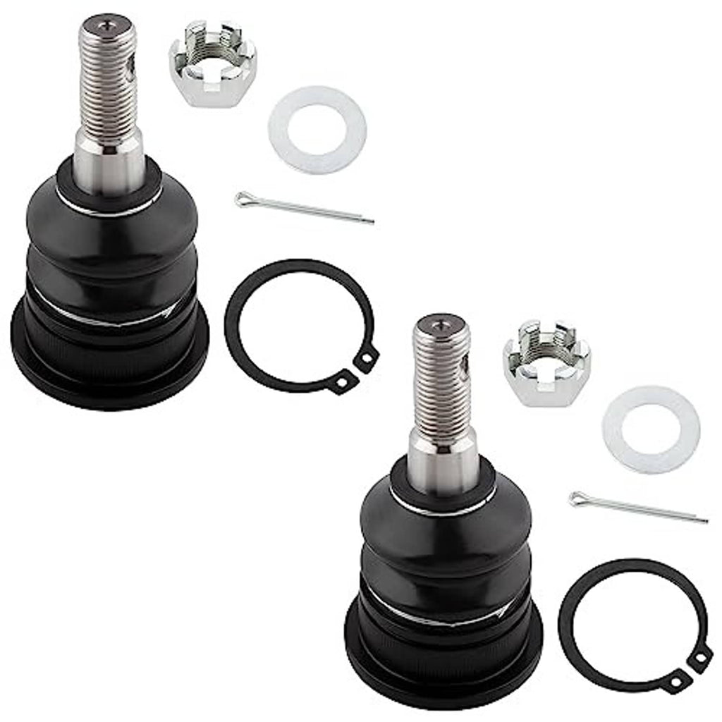 Front ball joint and tie rod kit parts, black boots, chrome studs, nuts, and clip