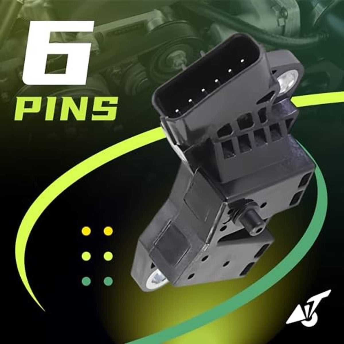 Crankshaft position sensor with front multi-pin plug opening and mounting tabs