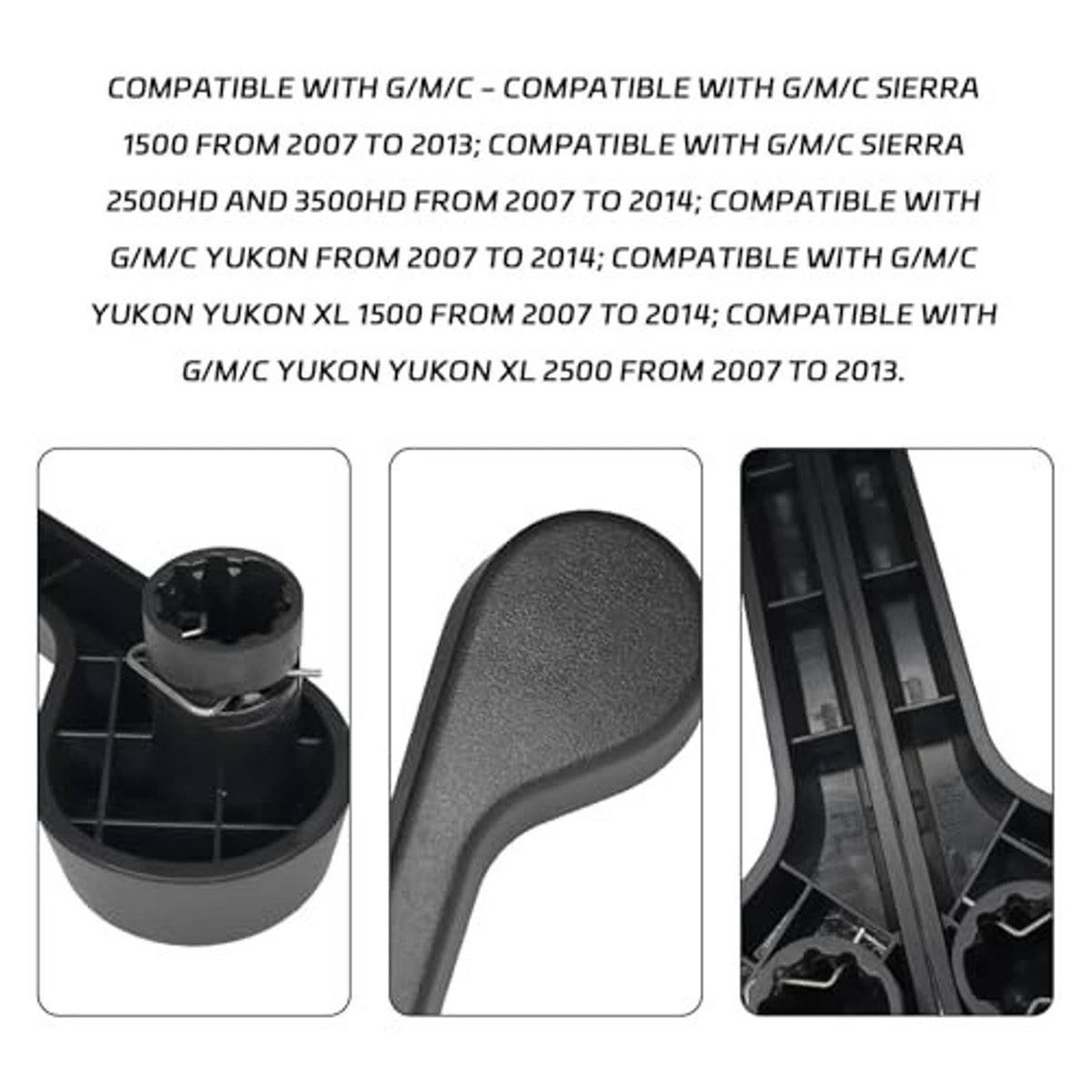 Black seat recliner handle lever with matte textured finish, angled view