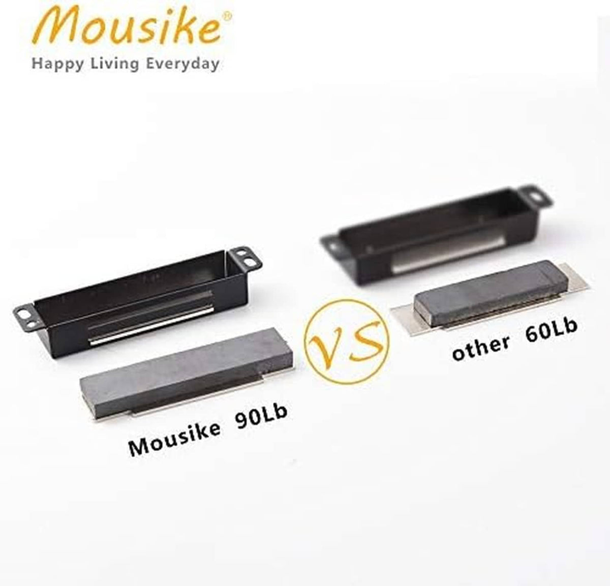 Magnetic door catch set with 90 lb magnet bar and mounting plates